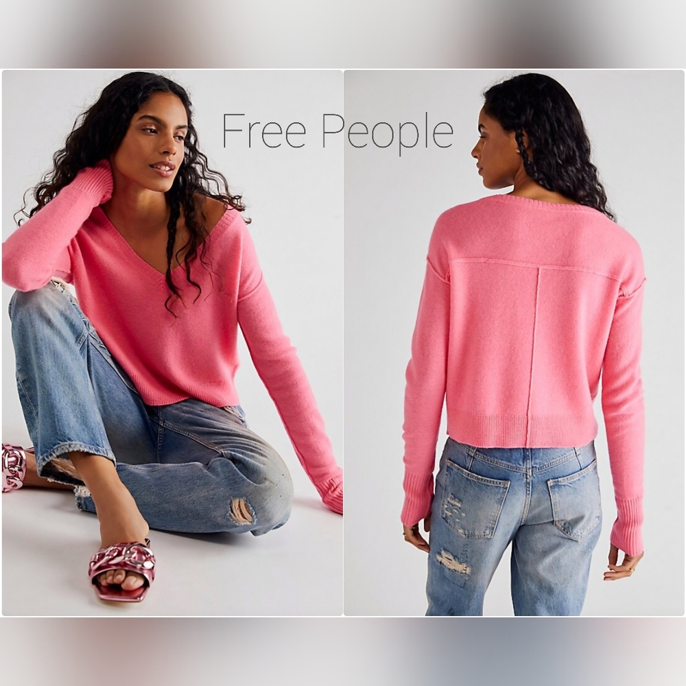 Free People Stellar Cashmere Pullover Size Small NWT Color Pink